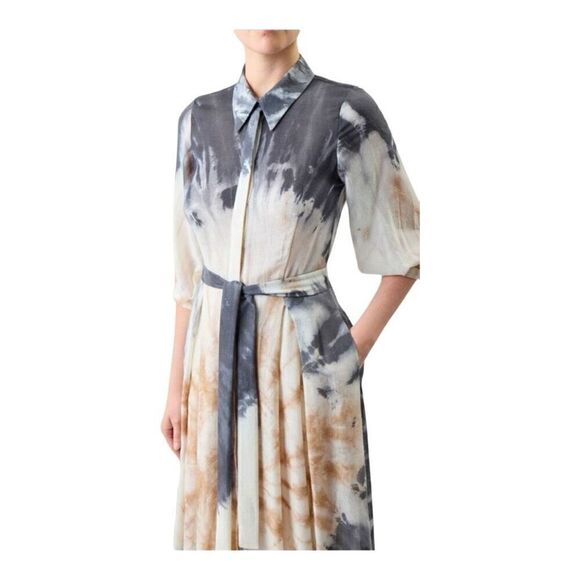 $5490 Gabriela Hearst Daisy Belted Tie-dyed Cashmere and Silk Maxi Dress Size 2 - Picture 2 of 12